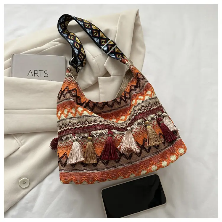 Chinese Style Tassel Handbag Large Casual 2024 Spring — feature 10