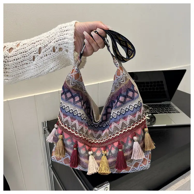 Chinese Style Tassel Handbag Large Casual 2024 Spring — feature 16