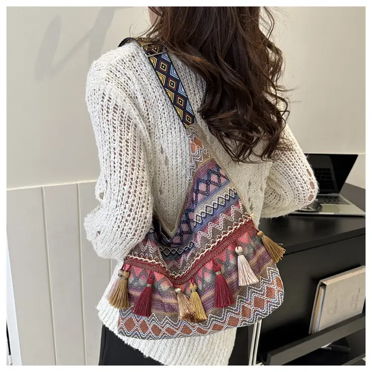 Chinese Style Tassel Handbag Large Casual 2024 Spring — feature 18