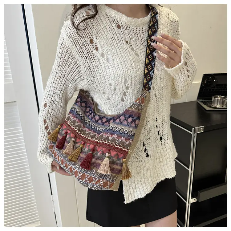Chinese Style Tassel Handbag Large Casual 2024 Spring — feature 19