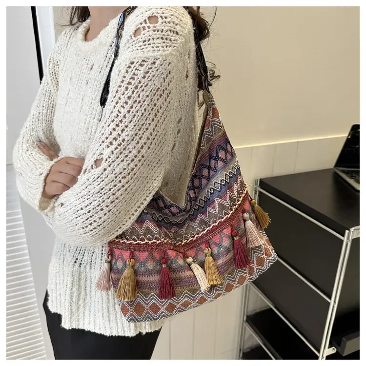 Chinese Style Tassel Handbag Large Casual 2024 Spring — feature 23