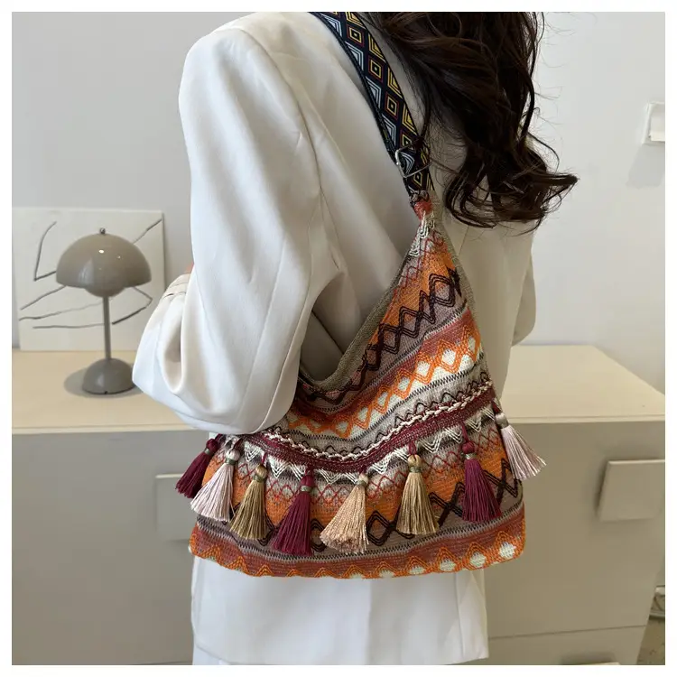 Chinese Style Tassel Handbag Large Casual 2024 Spring — feature 26