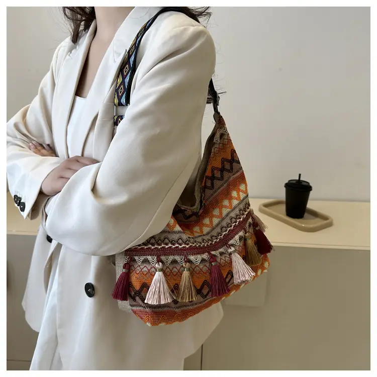 Chinese Style Tassel Handbag Large Casual 2024 Spring — feature 27