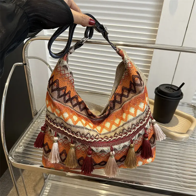 Chinese Style Tassel Handbag Large Casual 2024 Spring - Image 2
