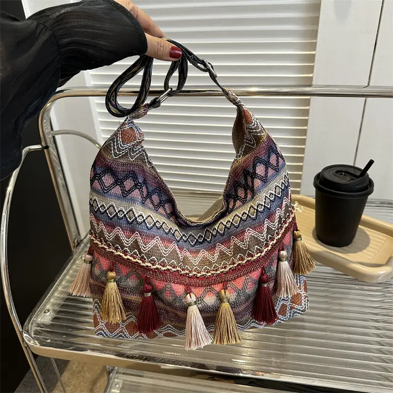 Chinese Style Tassel Handbag Large Casual 2024 Spring - Image 3
