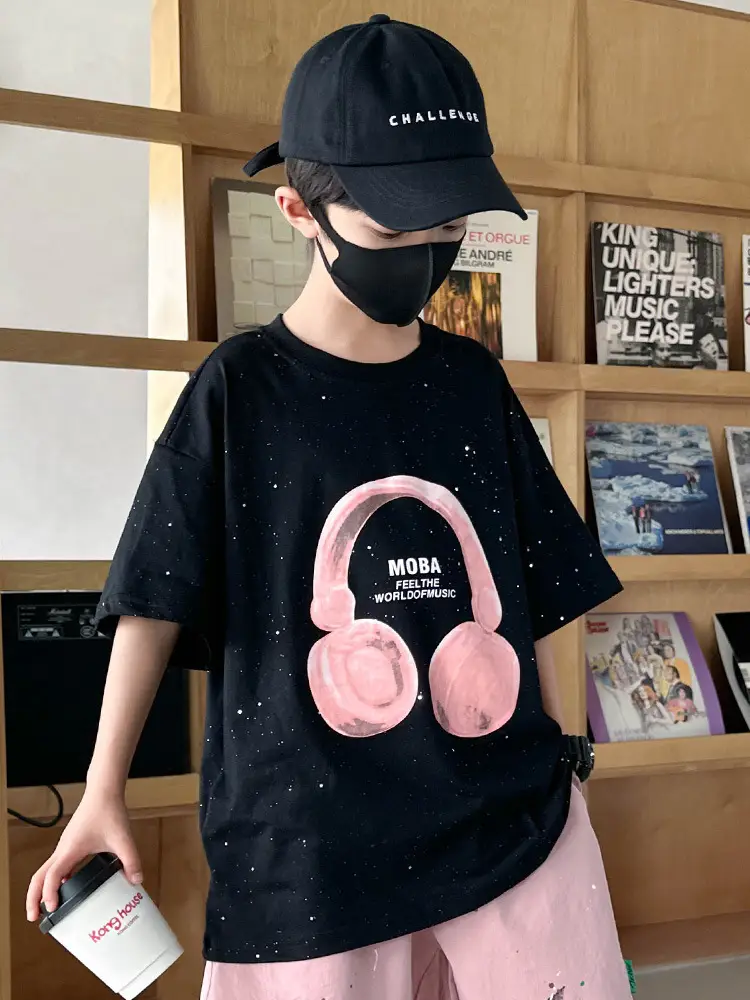 Boys Black Noise Headphones T-Shirt Summer 2025 - Image 5