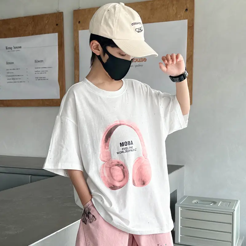 Boys Black Noise Headphones T-Shirt Summer 2025 - Image 2