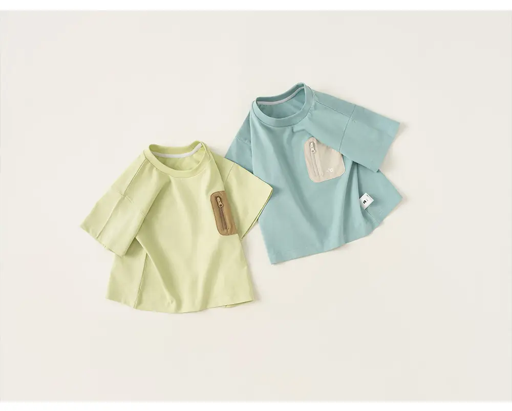 Yubao Boys Summer T-Shirt Mint Green Padded Pocket — feature 14