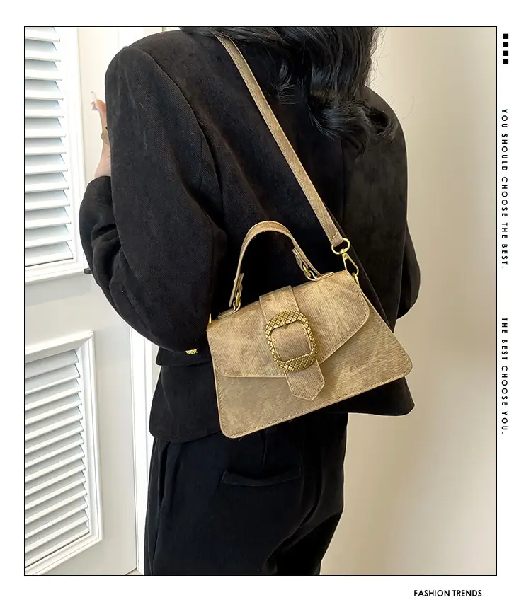 Blue French Belt Buckle Shoulder Messenger Bag — feature 1