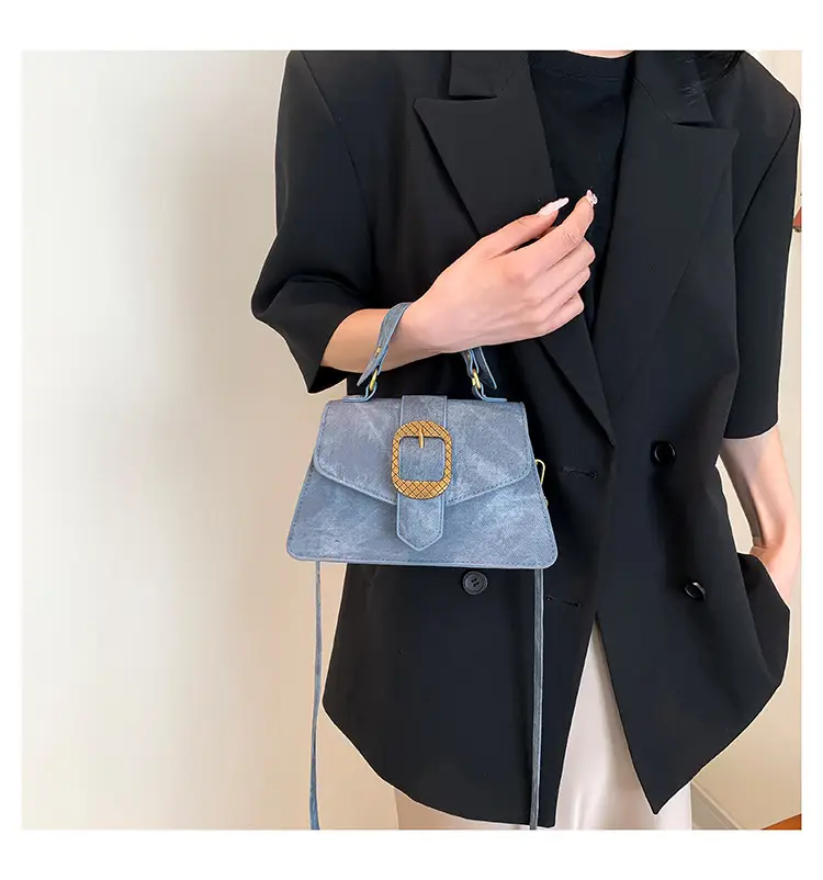 Blue French Belt Buckle Shoulder Messenger Bag — feature 12
