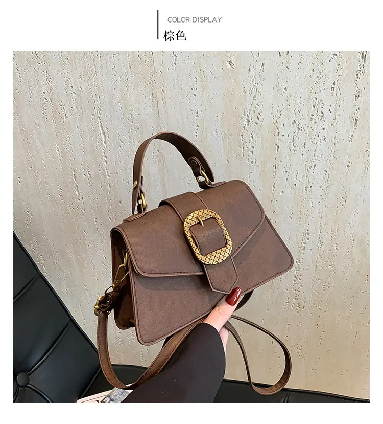 Blue French Belt Buckle Shoulder Messenger Bag — feature 32