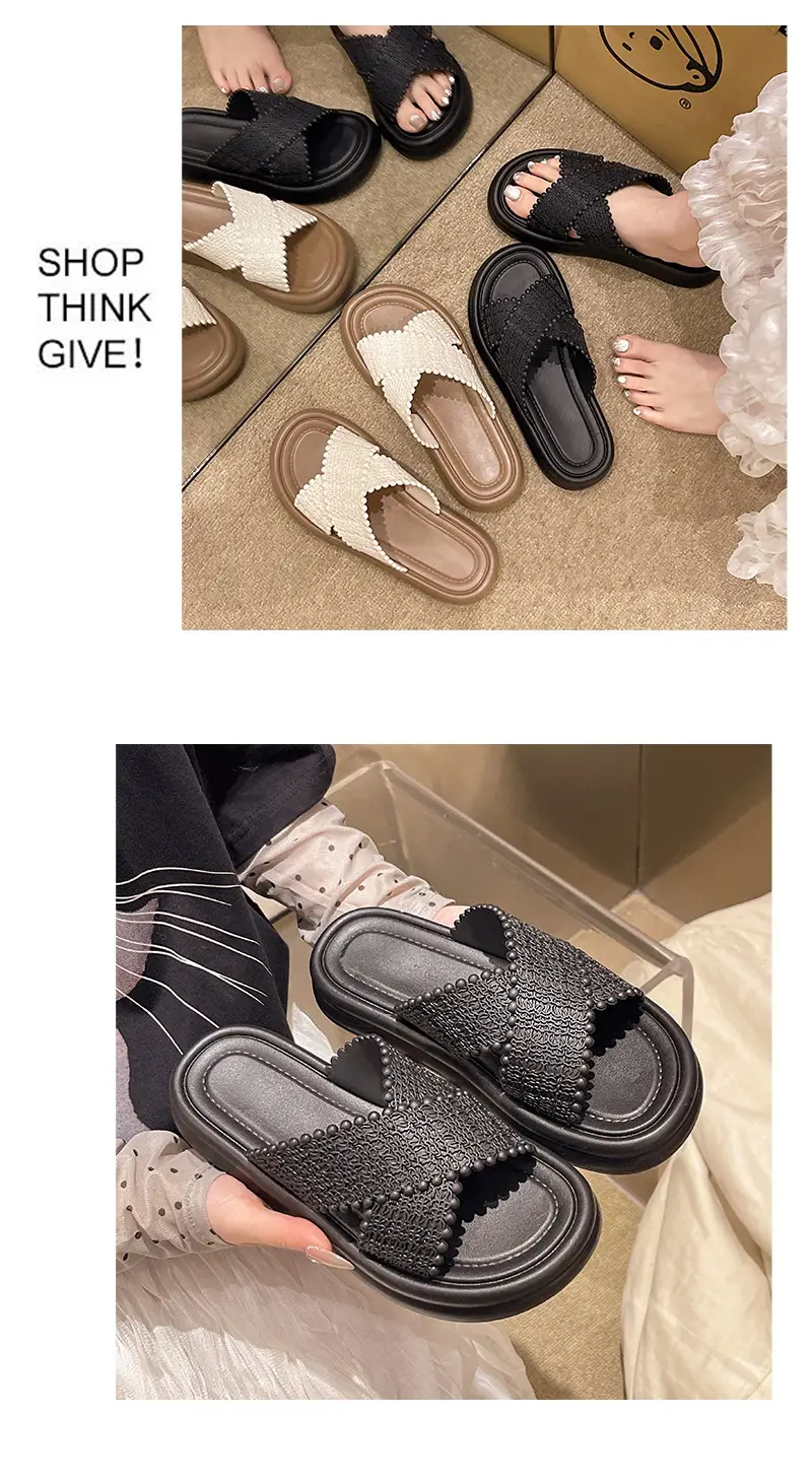 Sunflower Fashion Women's Slippers Fairy Style Travel Outdoor Wear Cross Flower Princess Style Platform Sandals Wedge Heel — feature 4