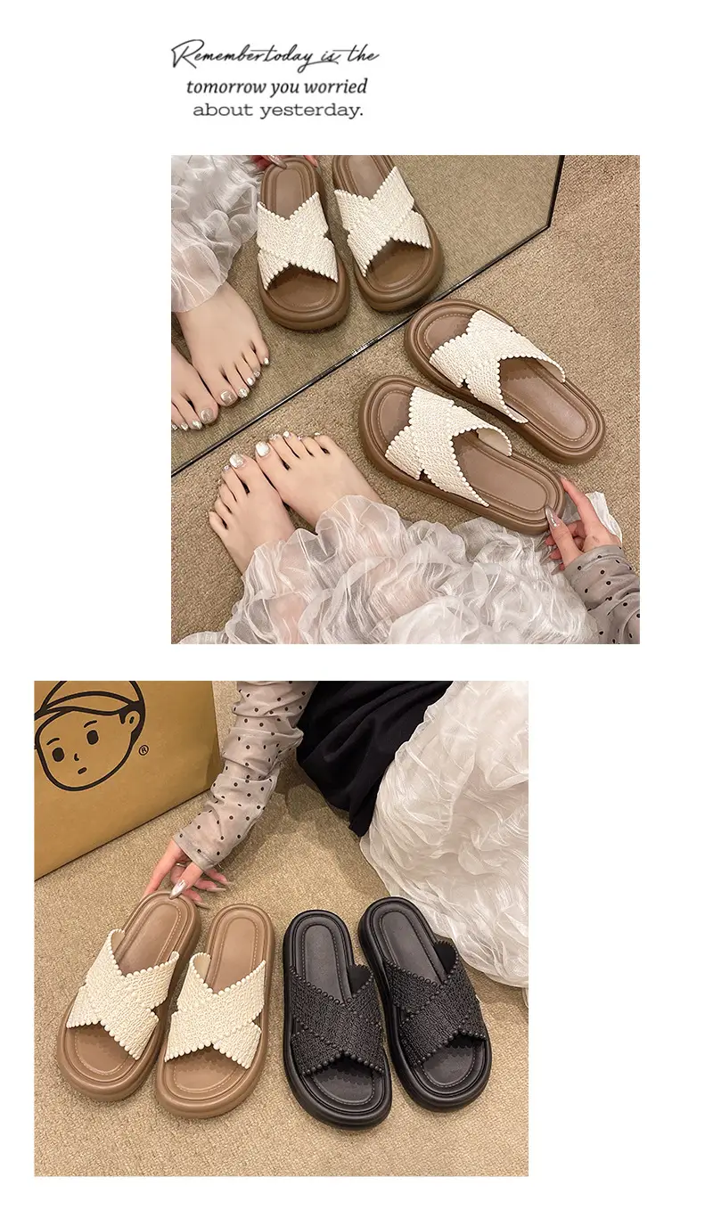 Sunflower Fashion Women's Slippers Fairy Style Travel Outdoor Wear Cross Flower Princess Style Platform Sandals Wedge Heel — feature 9