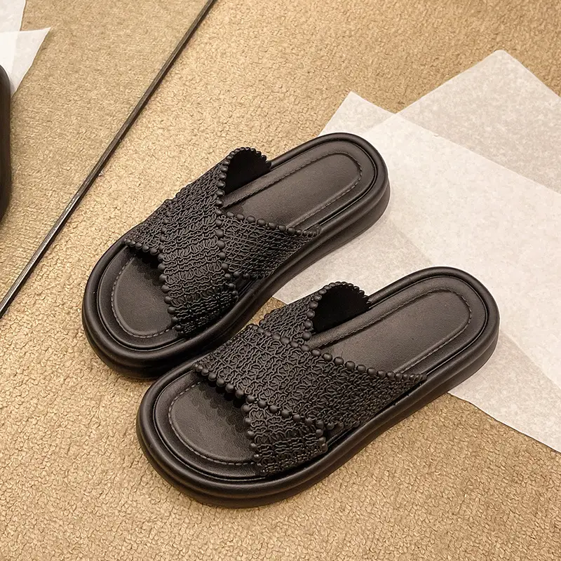 Sunflower Fashion Women's Slippers Fairy Style Travel Outdoor Wear Cross Flower Princess Style Platform Sandals Wedge Heel