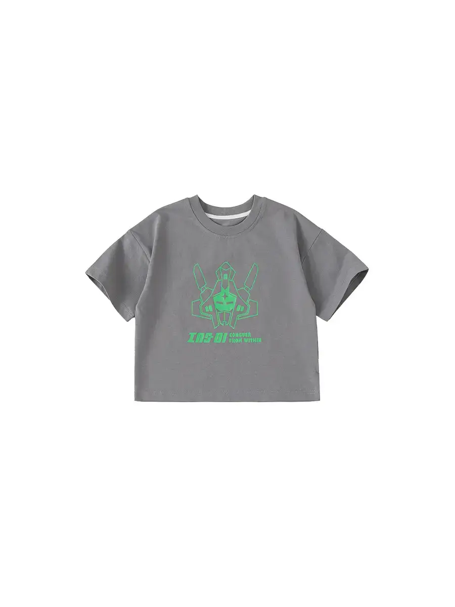 Kids Boys Grey T-Shirt Cool Summer Versatile Top