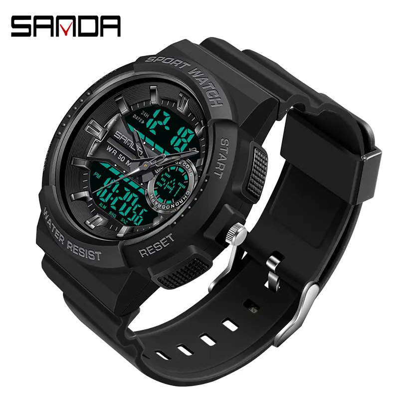 Sanda Black Digital Sport Watch for Men Women - Image 4