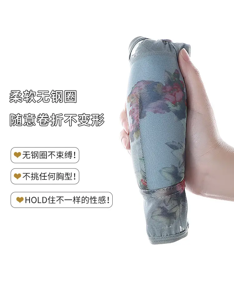 Vintage Floral One-Piece Chest Pad Non-Breasted Ice Silk — feature 11