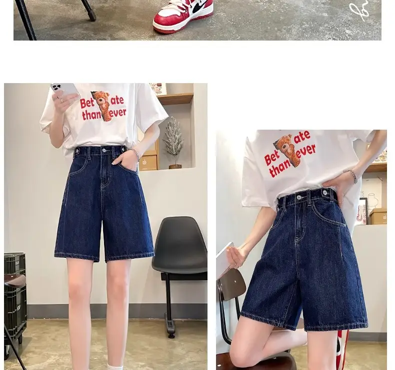 Dark Blue Denim Shorts Women Slimming High Waist — feature 15