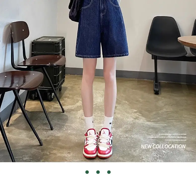 Dark Blue Denim Shorts Women Slimming High Waist — feature 2