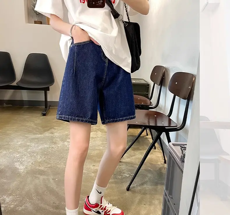 Dark Blue Denim Shorts Women Slimming High Waist — feature 25