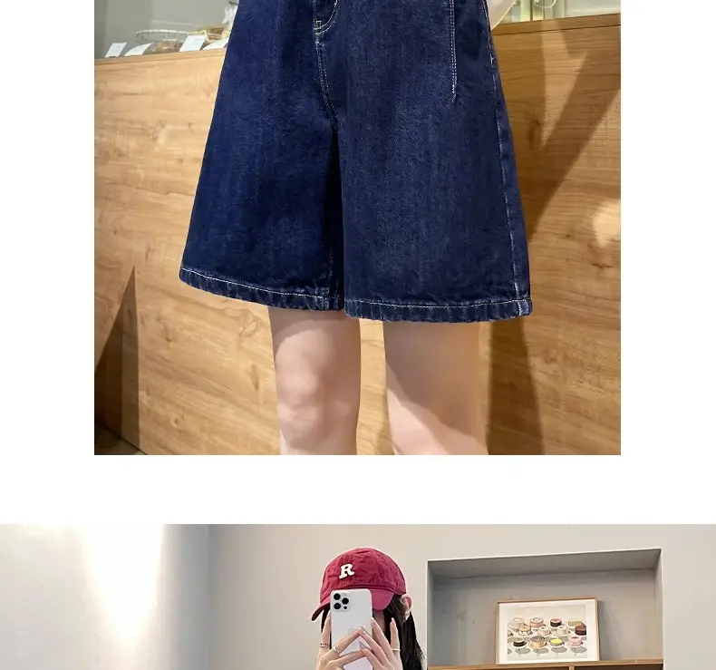 Dark Blue Denim Shorts Women Slimming High Waist — feature 27