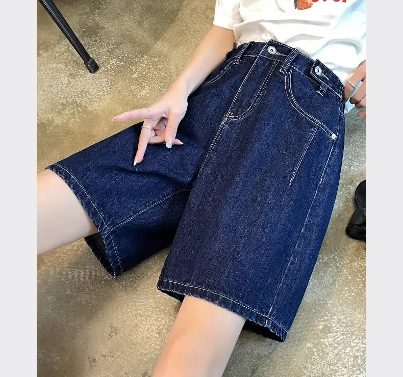 Dark Blue Denim Shorts Women Slimming High Waist — feature 5