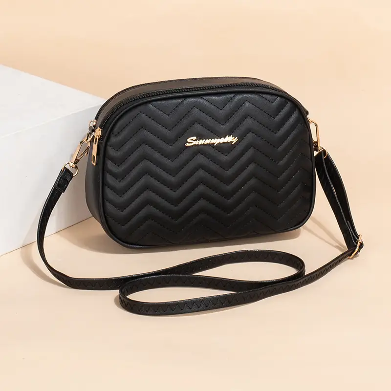 Black Quilted Cameral Bag for Women Crossbody Shoulder - Image 5