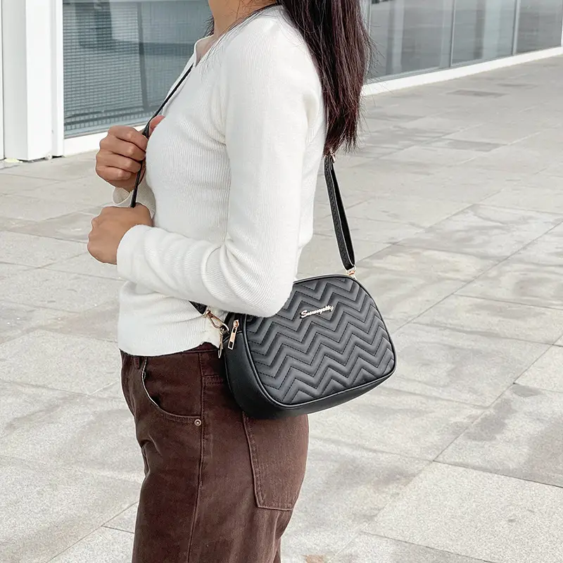 Black Quilted Cameral Bag for Women Crossbody Shoulder - Image 8