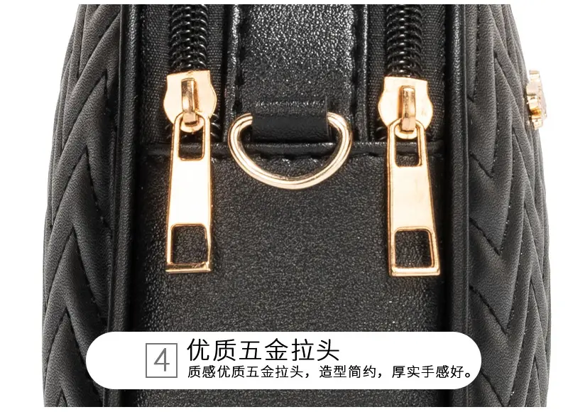 Black Quilted Cameral Bag for Women Crossbody Shoulder — feature 22