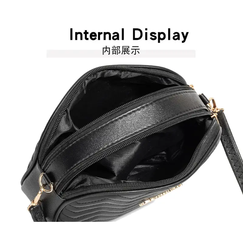 Black Quilted Cameral Bag for Women Crossbody Shoulder — feature 4