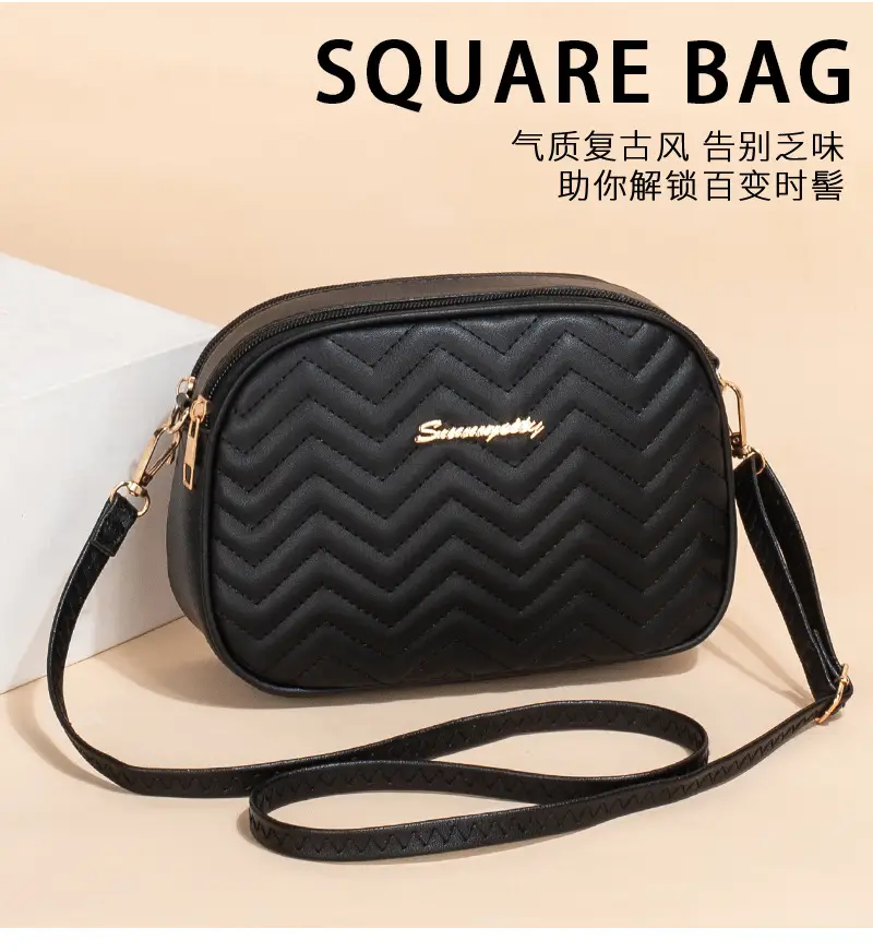 Black Quilted Cameral Bag for Women Crossbody Shoulder — feature 6