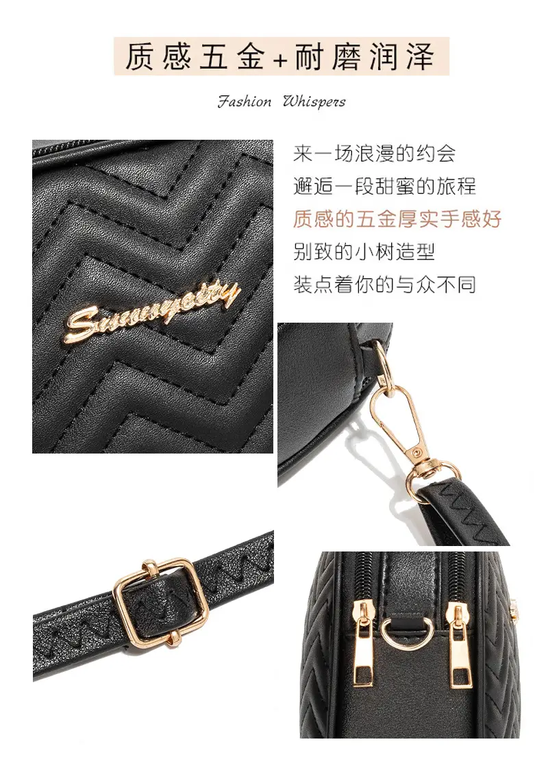 Black Quilted Cameral Bag for Women Crossbody Shoulder — feature 7