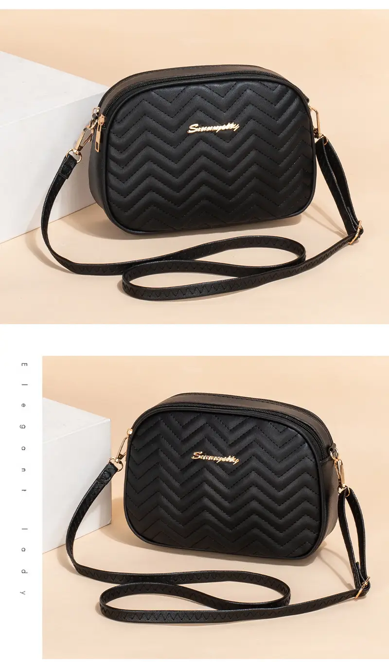 Black Quilted Cameral Bag for Women Crossbody Shoulder — feature 9