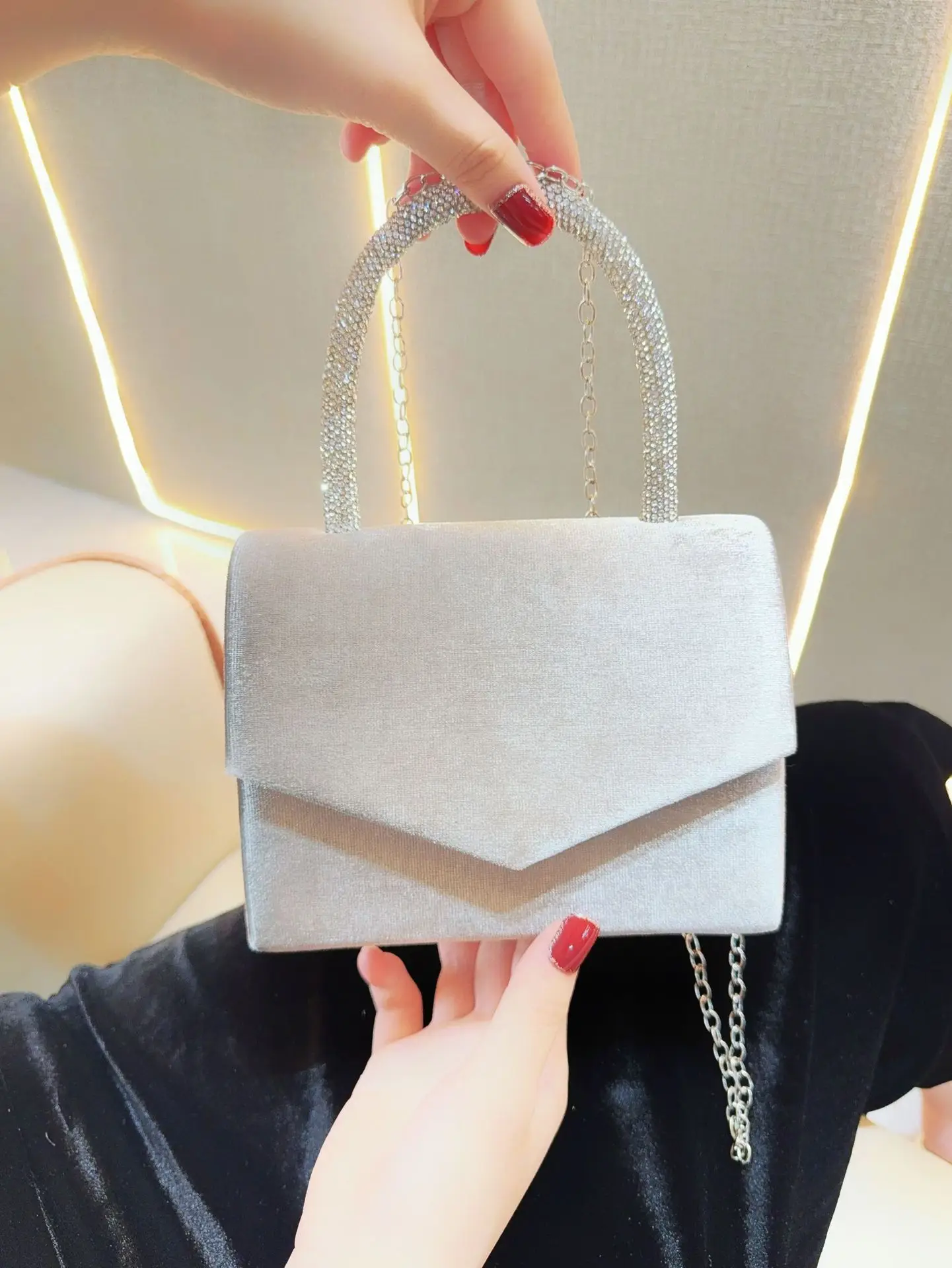 White Rhinestone Crossbody Bag for Women — feature 2