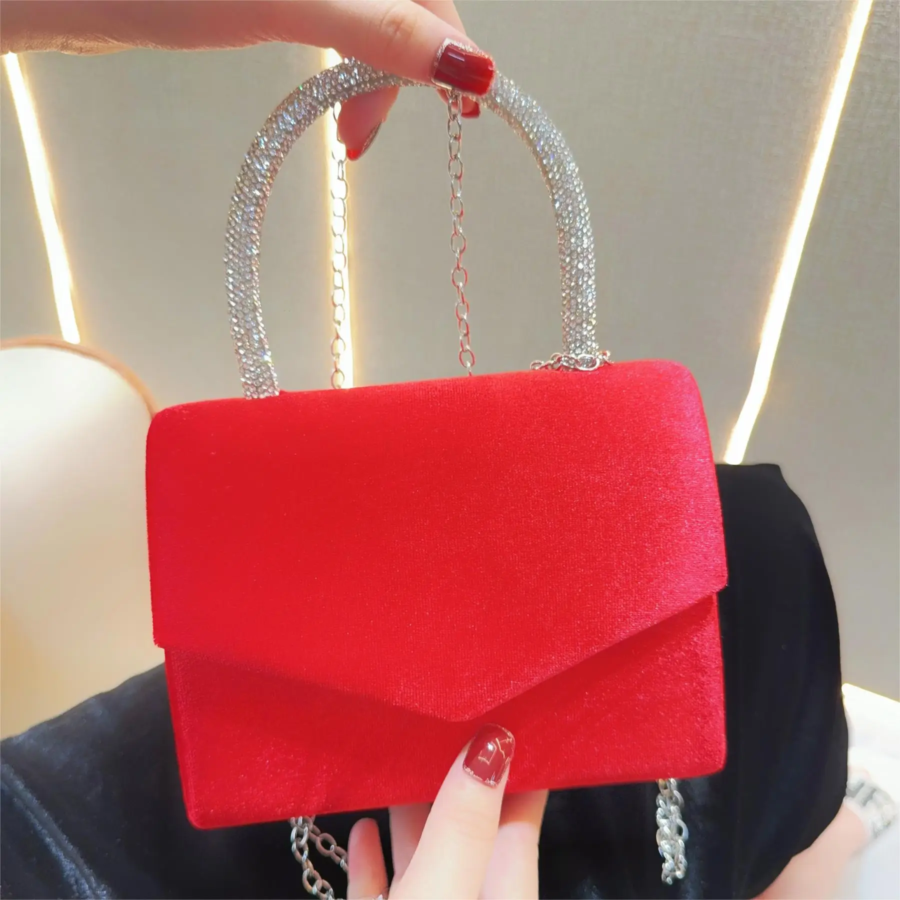 White Rhinestone Crossbody Bag for Women - Image 2