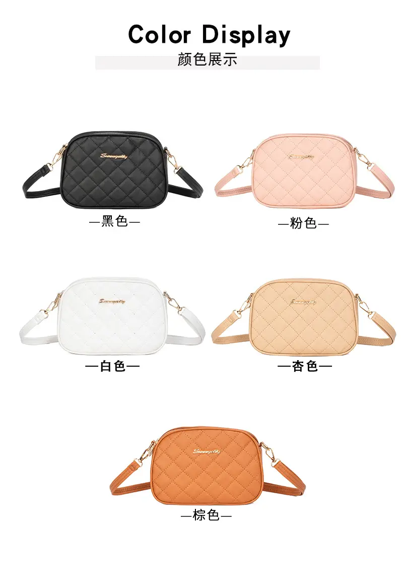 Pink Diamond Embroidered Crossbody Bag with Double Zip — feature 16