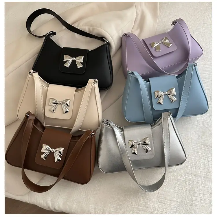 Women's Korean Style Bow Shoulder Bag Brown 2024 - Image 7