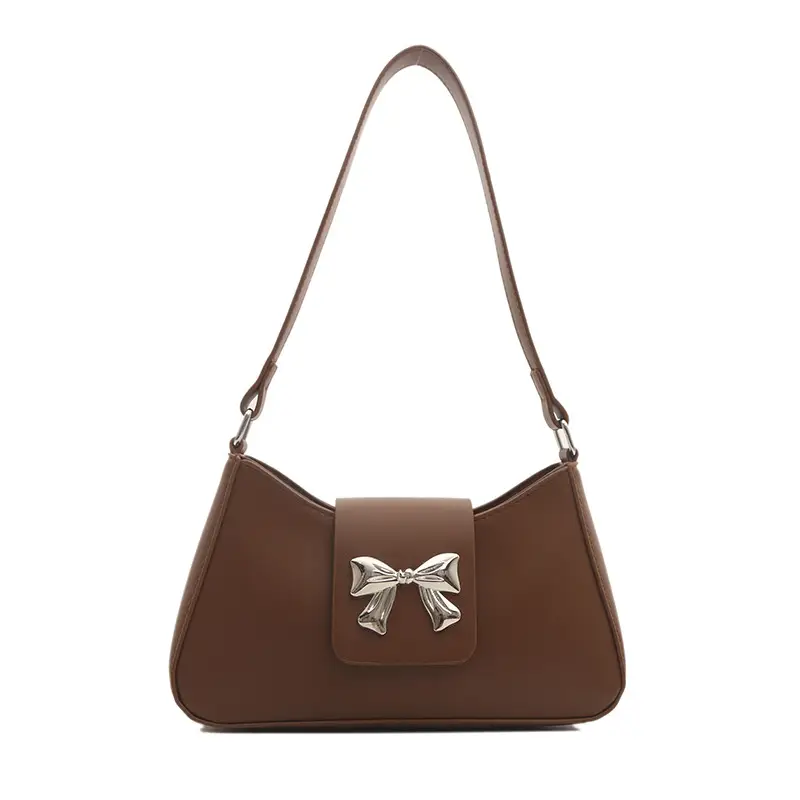 Women's Korean Style Bow Shoulder Bag Brown 2024 - Image 11