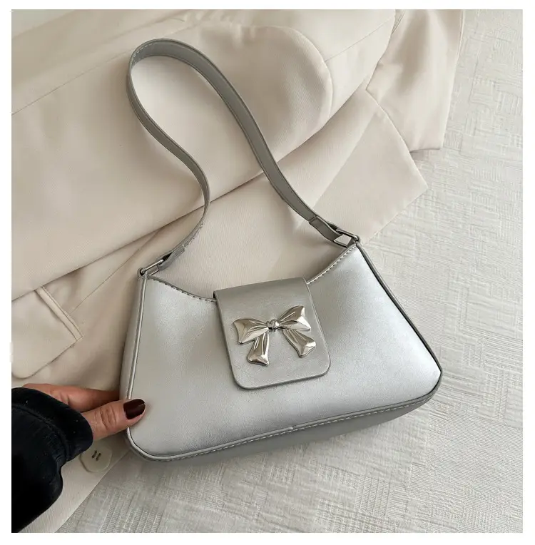 Women's Korean Style Bow Shoulder Bag Brown 2024 - Image 6