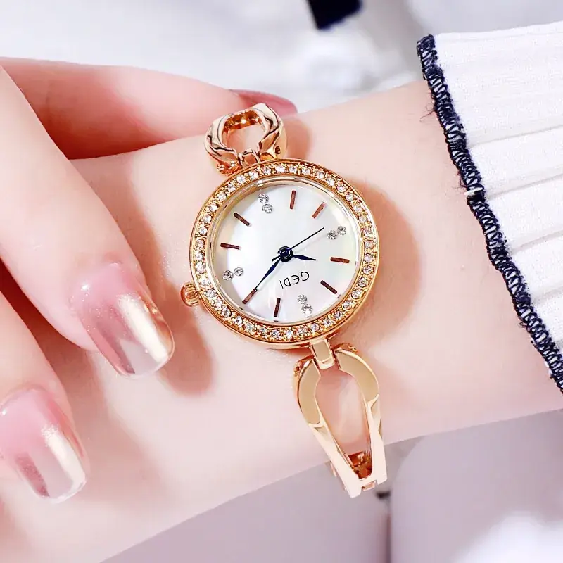 Gold Diamond Studded Women's Quartz Watch - Image 4