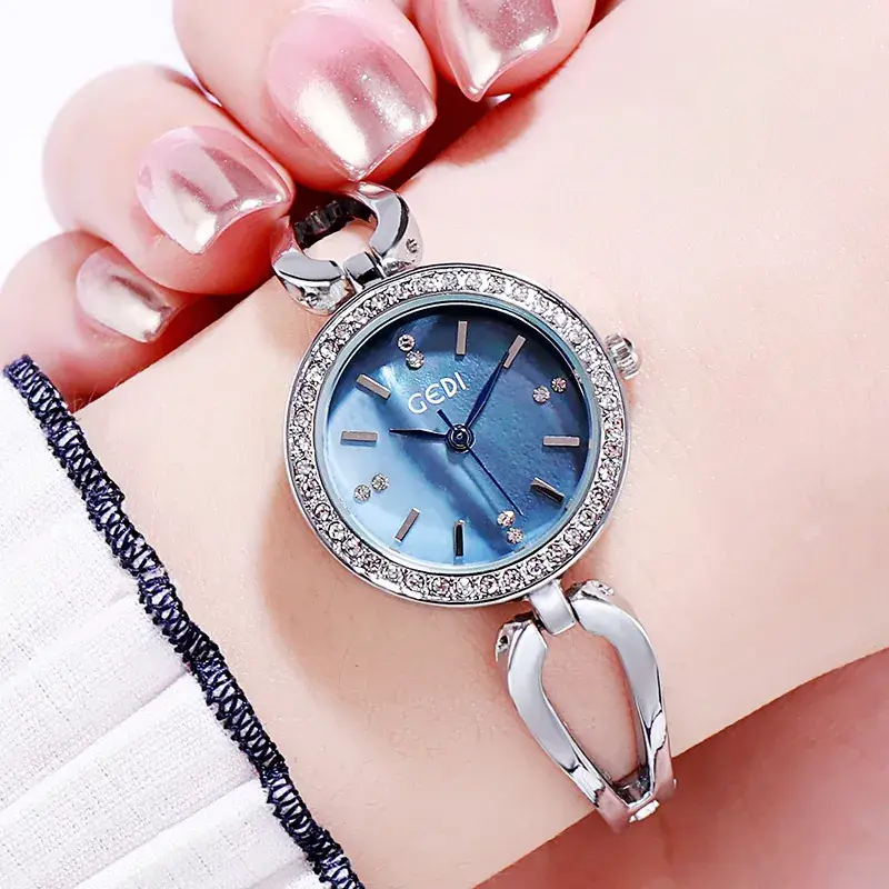 Gold Diamond Studded Women's Quartz Watch - Image 5