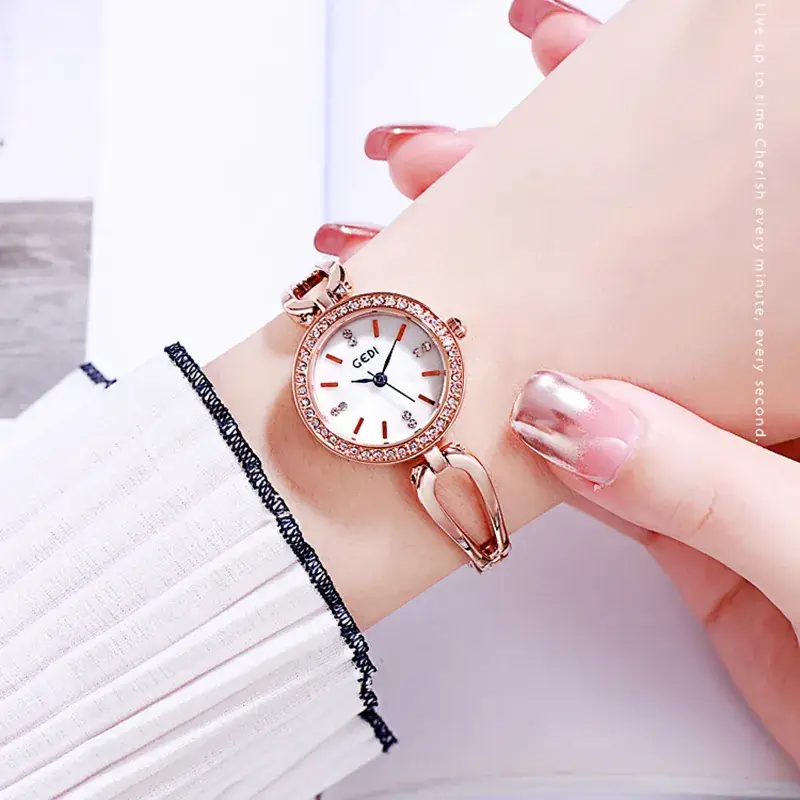 Gold Diamond Studded Women's Quartz Watch - Image 6