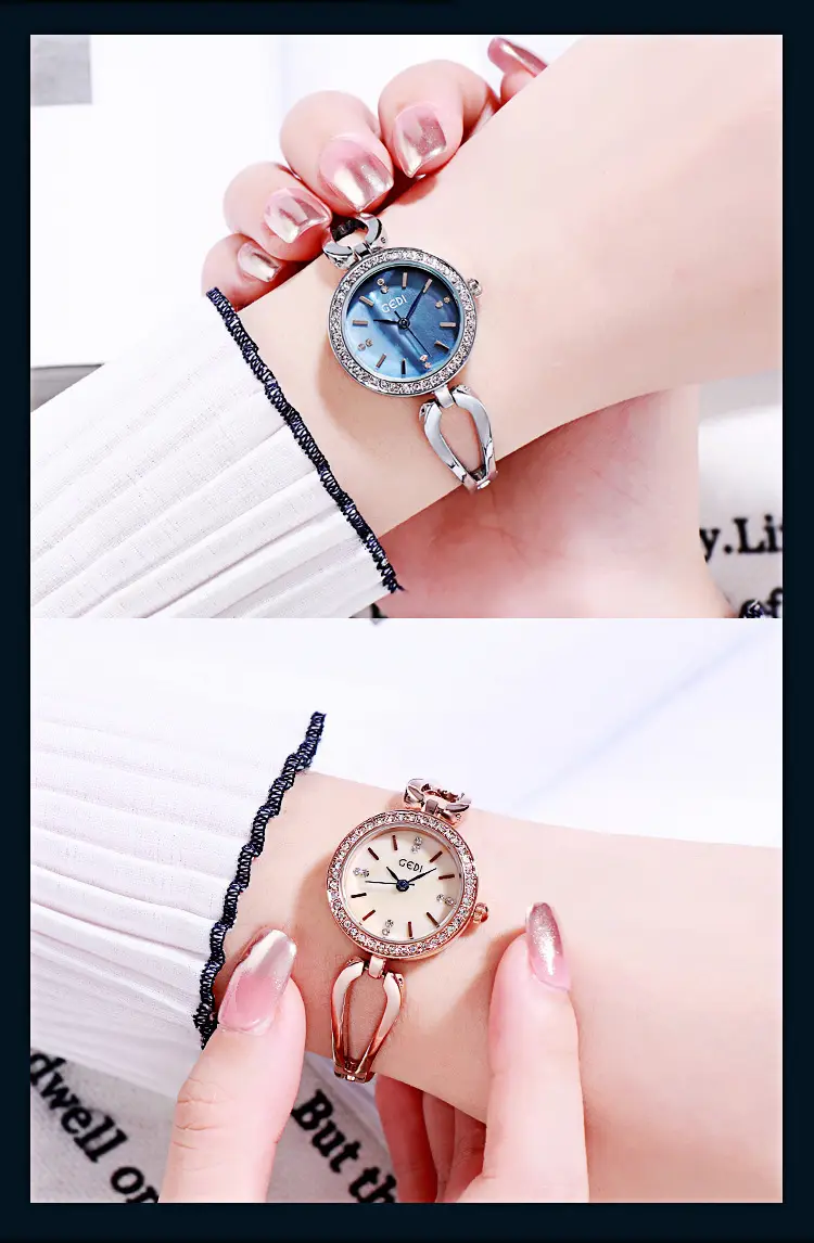 Gold Diamond Studded Women's Quartz Watch — feature 2