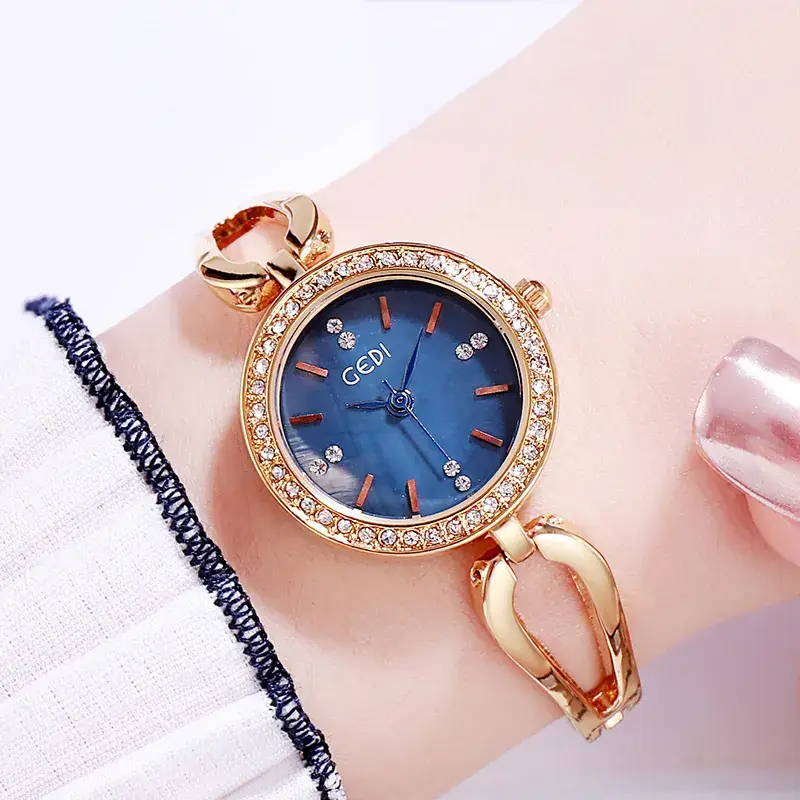 Gold Diamond Studded Women's Quartz Watch - Image 3