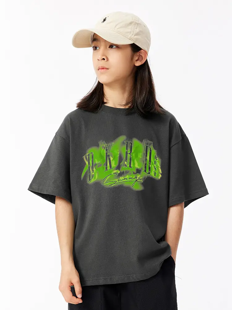 Girls Graphic T-Shirt Green Print 230G - Image 6