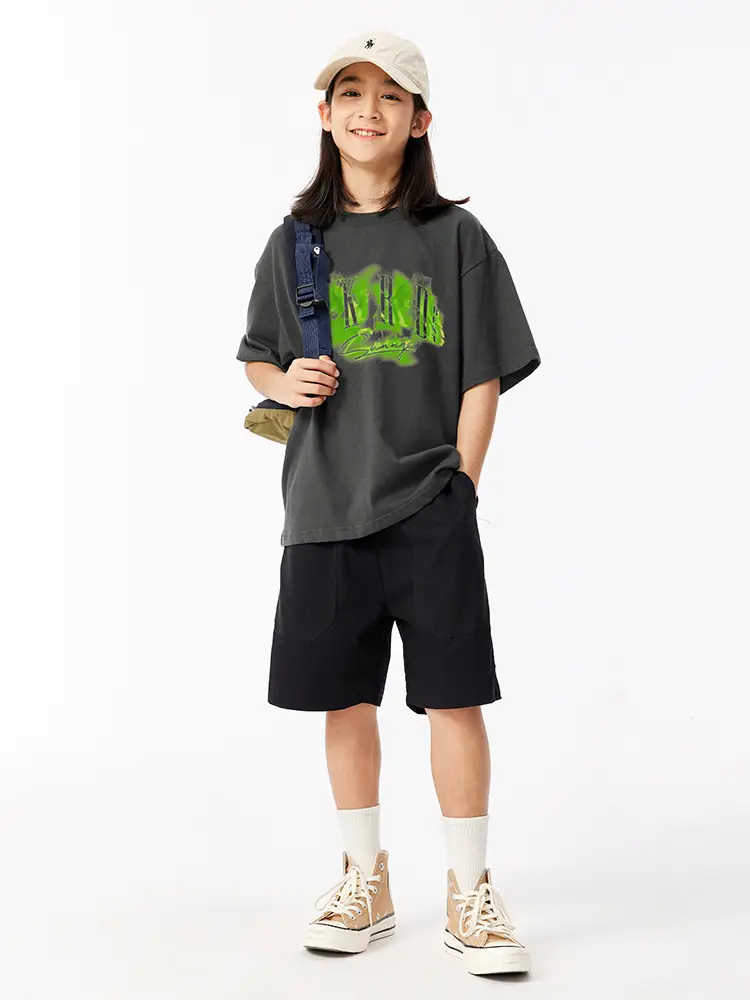 Girls Graphic T-Shirt Green Print 230G - Image 8