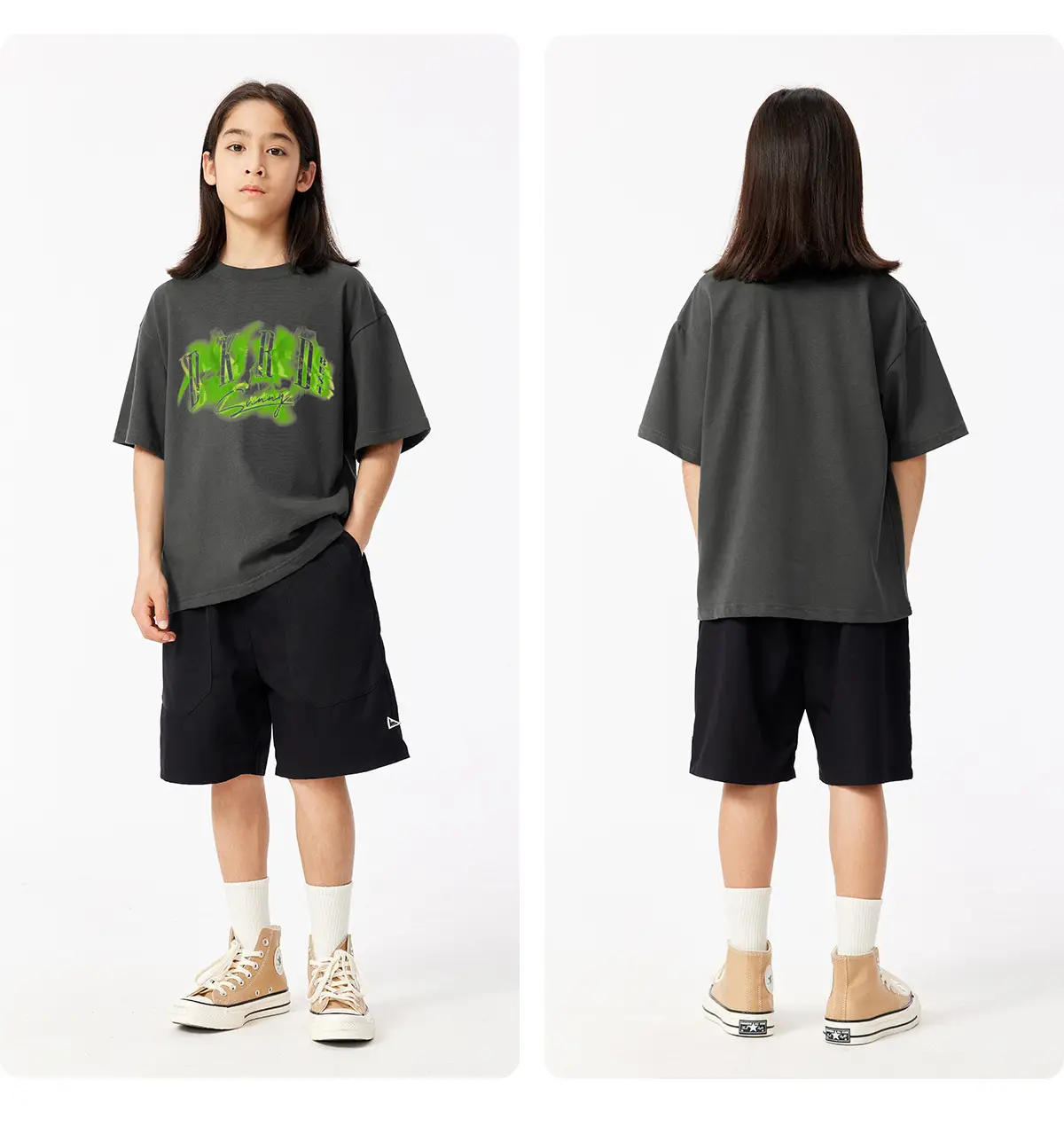 Girls Graphic T-Shirt Green Print 230G — feature 23