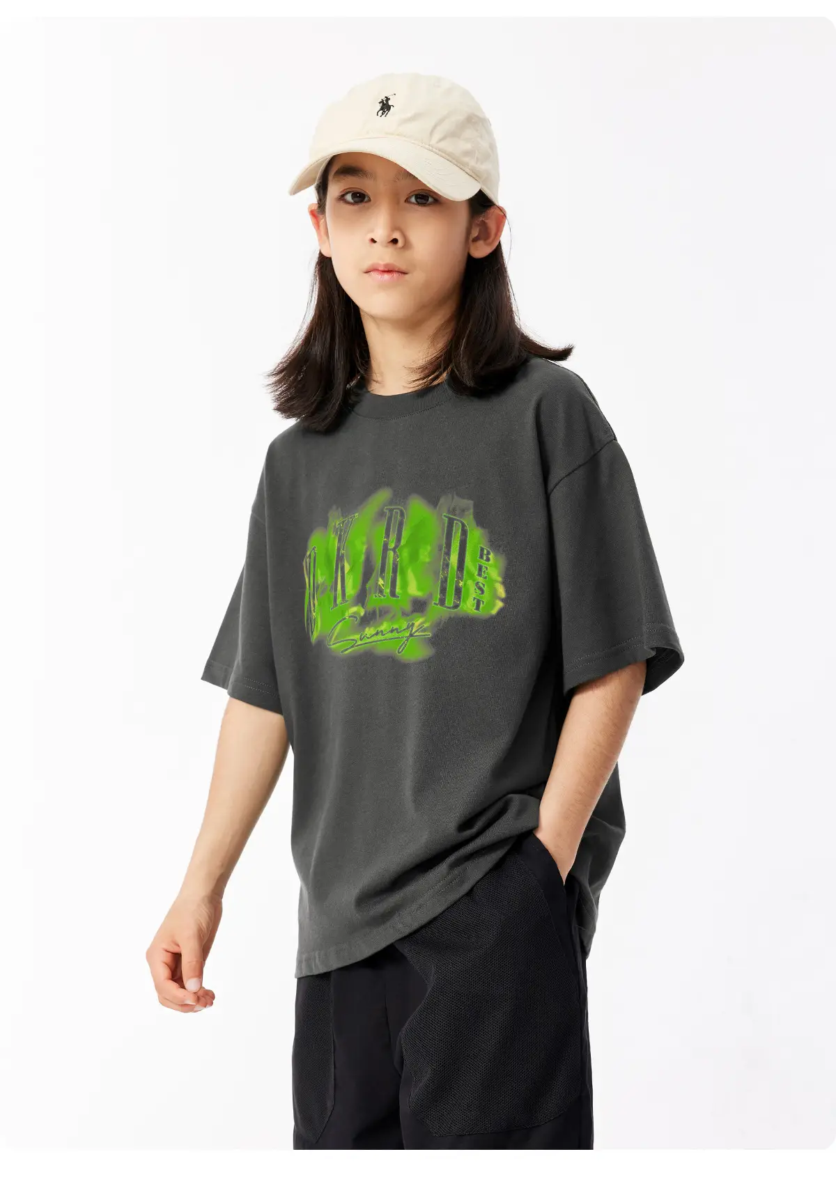 Girls Graphic T-Shirt Green Print 230G — feature 24