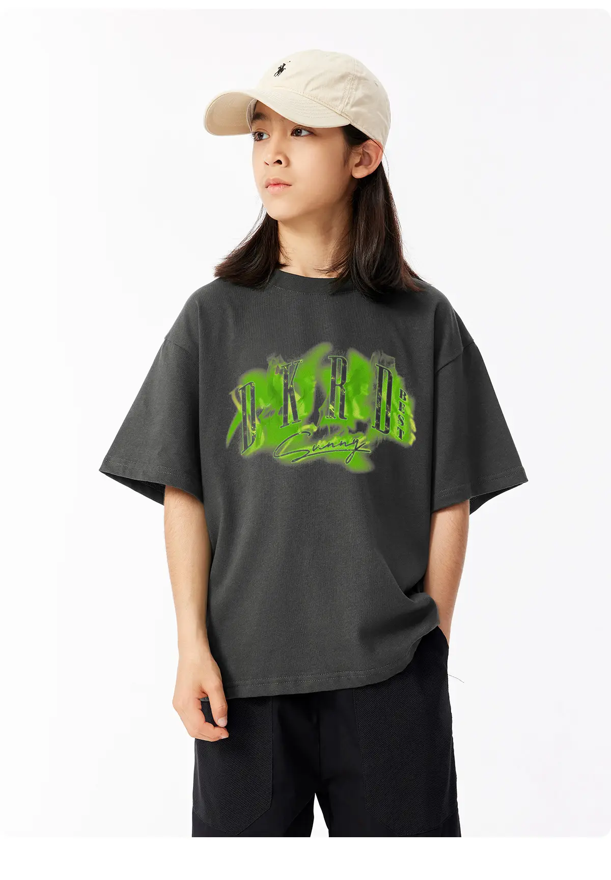 Girls Graphic T-Shirt Green Print 230G — feature 25
