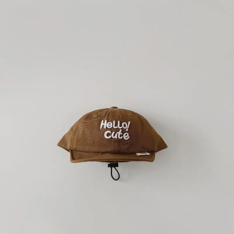 Brown Hello Cat Printed Baby Cap Spring Summer 2024 - Image 3
